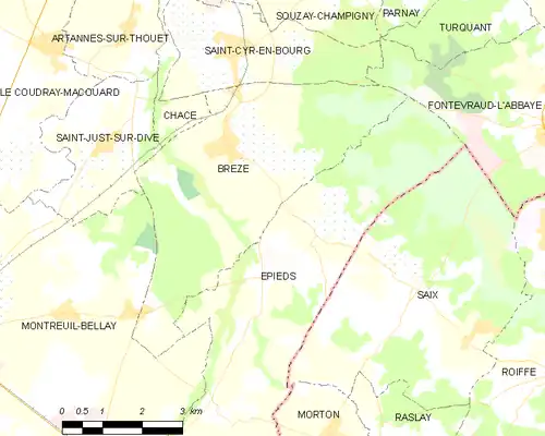 Detailkaart van de gemeente