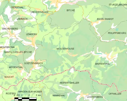 Detailkaart van de gemeente