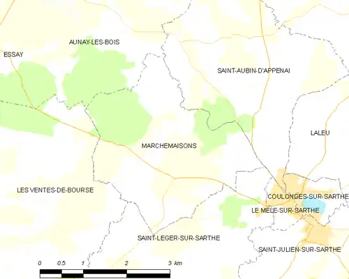 Detailkaart van de gemeente