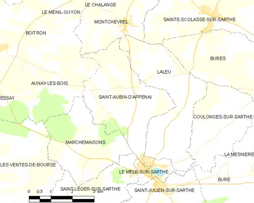 Detailkaart van de gemeente