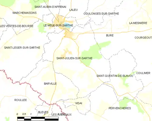 Detailkaart van de gemeente