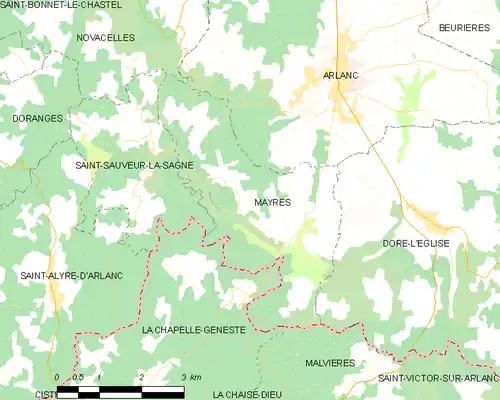 Detailkaart van de gemeente