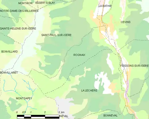 Detailkaart van de gemeente