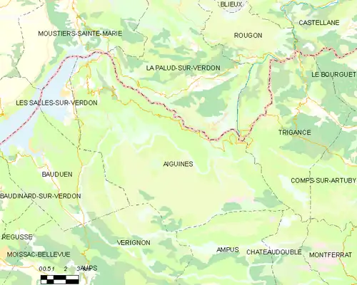 Detailkaart van de gemeente