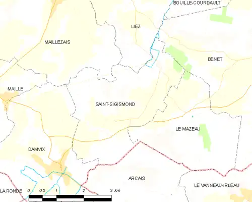 Detailkaart van de gemeente