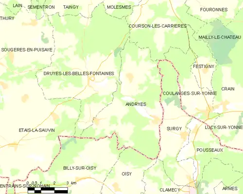 Detailkaart van de gemeente