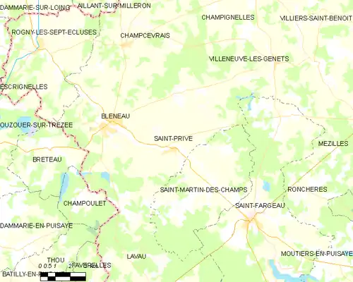 Detailkaart van de gemeente