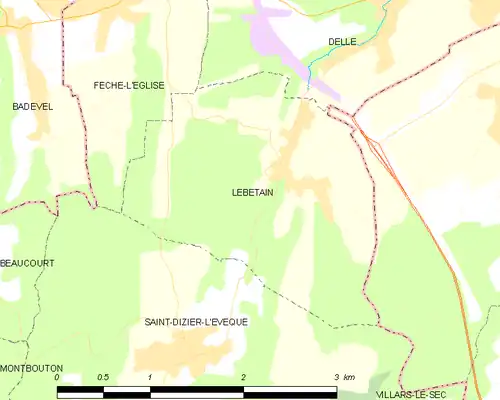 Detailkaart van de gemeente