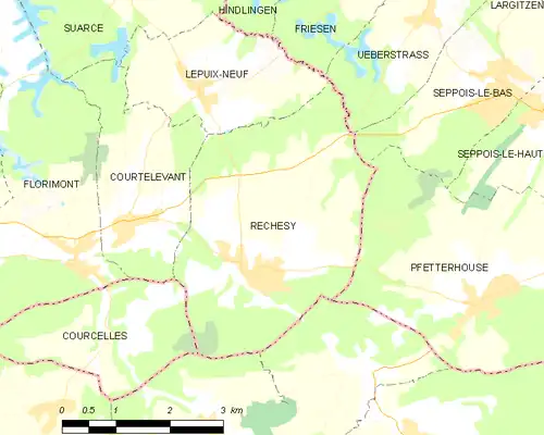 Detailkaart van de gemeente