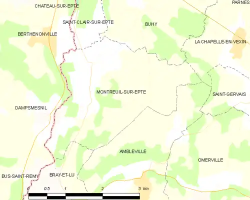 Detailkaart van de gemeente