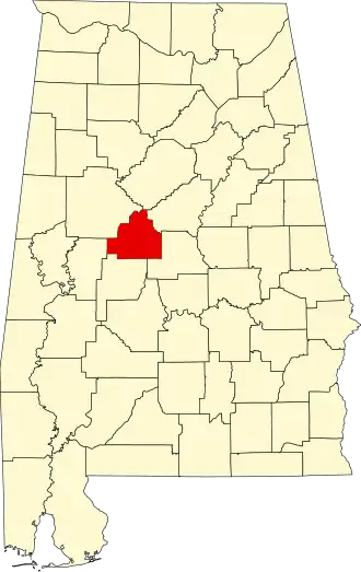 Locatie van Bibb County in Alabama