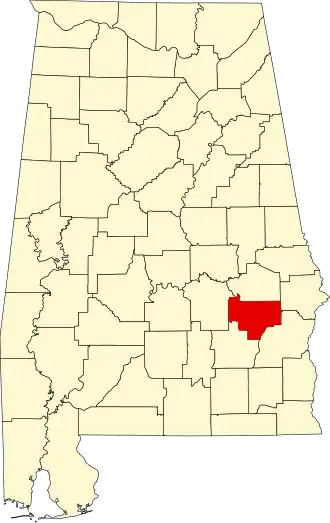 Locatie van Bullock County in Alabama
