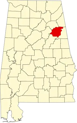 Locatie van Calhoun County in Alabama