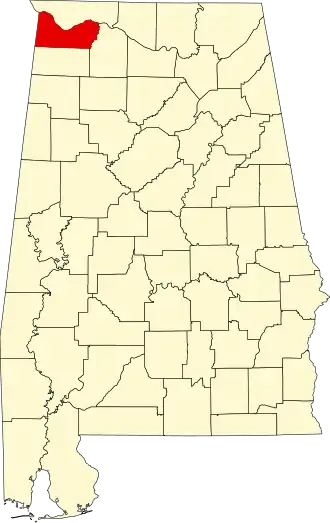 Locatie van Colbert County in Alabama