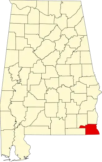 Locatie van Houston County in Alabama