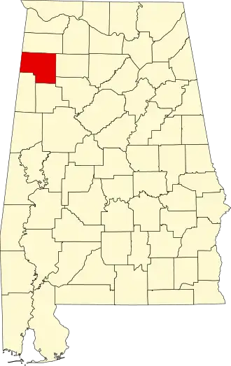 Locatie van Marion County in Alabama