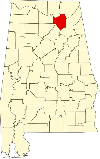 Locatie van Marshall County in Alabama