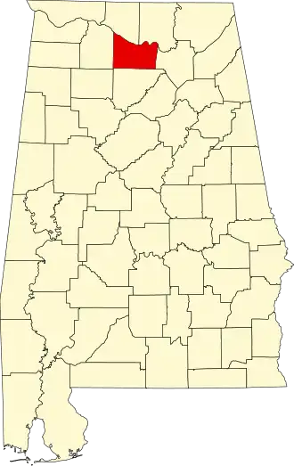 Locatie van Morgan County in Alabama