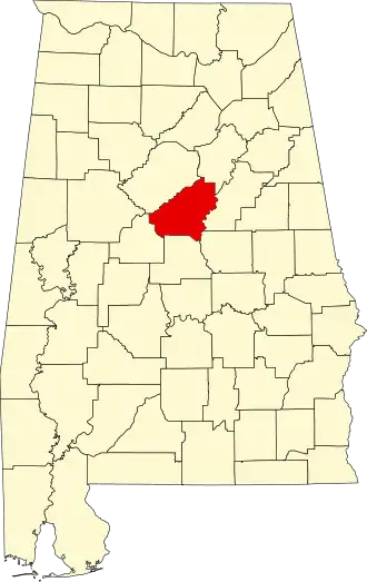 Locatie van Shelby County in Alabama