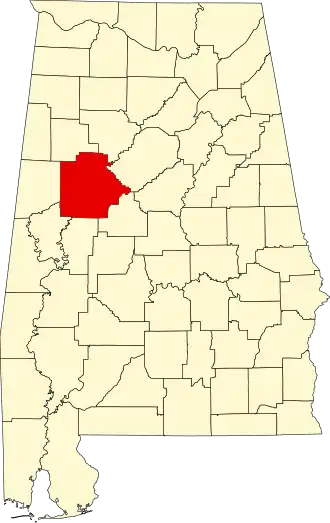 Locatie van Tuscaloosa County in Alabama