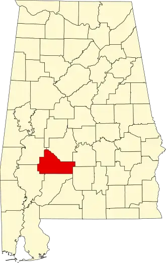 Locatie van Wilcox County in Alabama