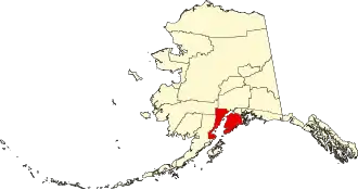 Locatie van Kenai Peninsula Borough in Alaska