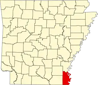 Locatie van Chicot County in Arkansas