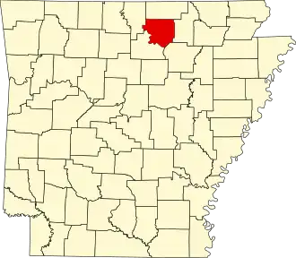 Locatie van Izard County in Arkansas