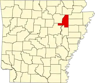 Locatie van Jackson County in Arkansas