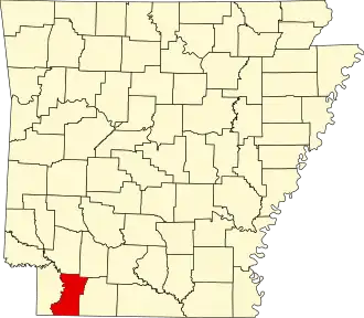 Locatie van Lafayette County in Arkansas