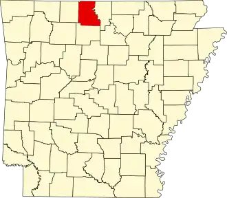 Locatie van Marion County in Arkansas