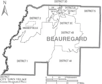 Kaart van Beauregard Parish