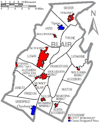 Kaart van Blair County