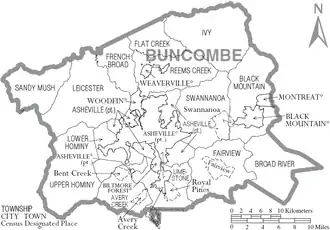 Kaart van Buncombe County