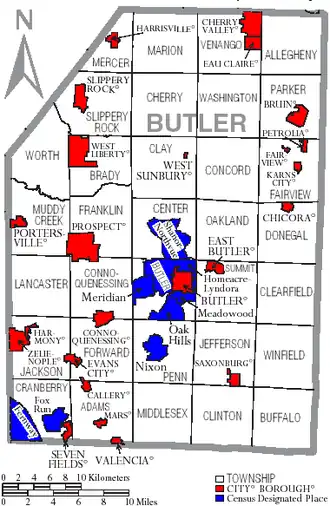 Kaart van Butler County