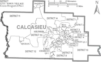 Kaart van Calcasieu Parish