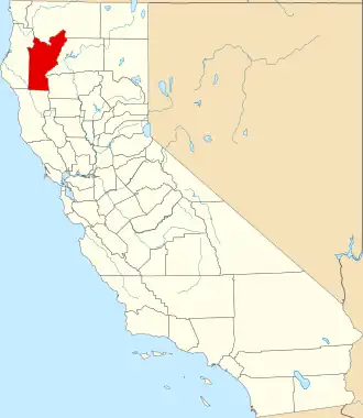 Locatie van Trinity County in Californië