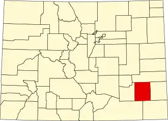 Locatie van Bent County in Colorado