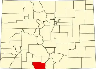 Locatie van Conejos County in Colorado