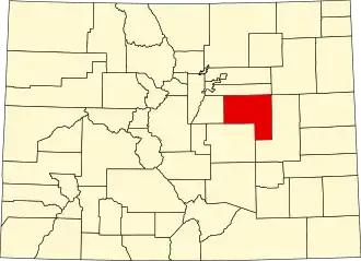 Locatie van Elbert County in Colorado