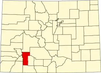 Locatie van Hinsdale County in Colorado