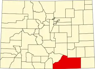 Locatie van Las Animas County in Colorado
