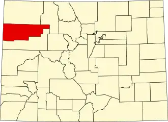 Locatie van Rio Blanco County in Colorado