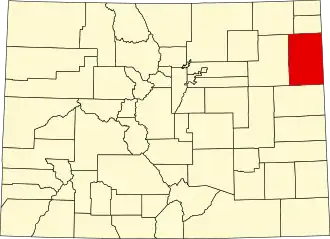 Locatie van Yuma County in Colorado