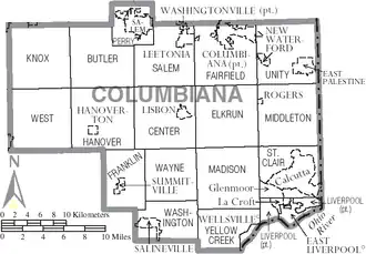 Kaart van Columbiana County