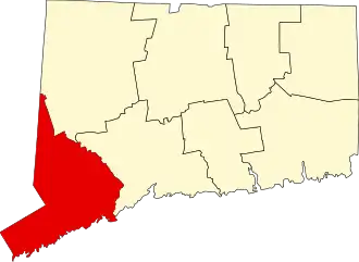 Locatie van Fairfield County in Connecticut