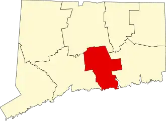 Locatie van Middlesex County in Connecticut