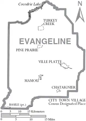 Kaart van Evangeline Parish