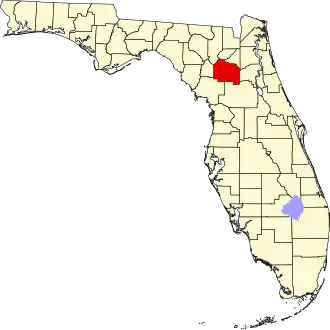Locatie van Alachua County in Florida