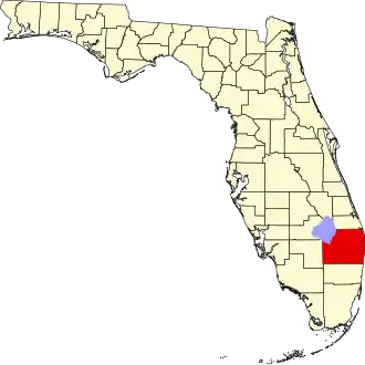 Locatie van Palm Beach County in Florida